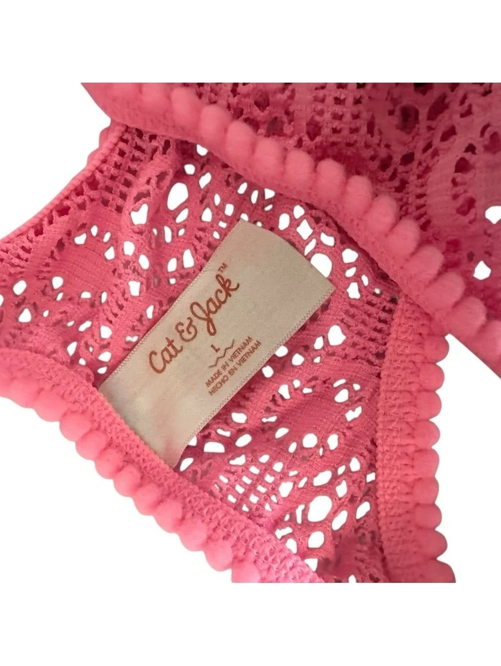 Cat & Jack Bright Pink Crochet Swim Coverup Pink Coverups Size LG